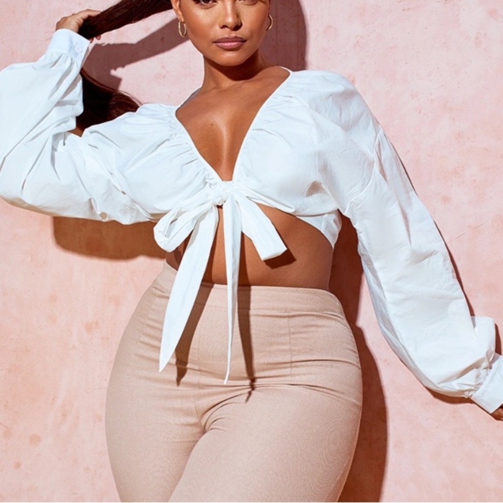 PrettyLittleThing White Puff Sleeve Blouse